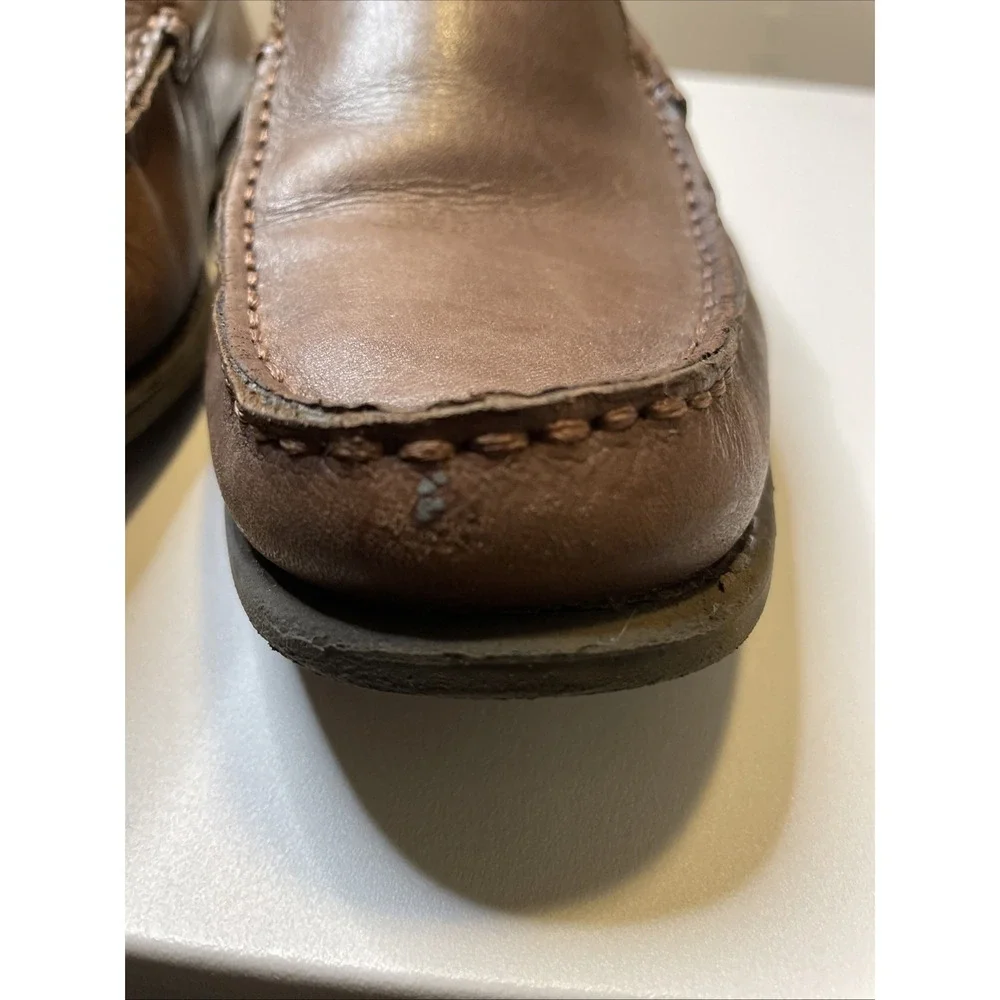 GH Bass & Co Mens Leather Loafers 7.5 Brown Moc Toe Classic Preppy